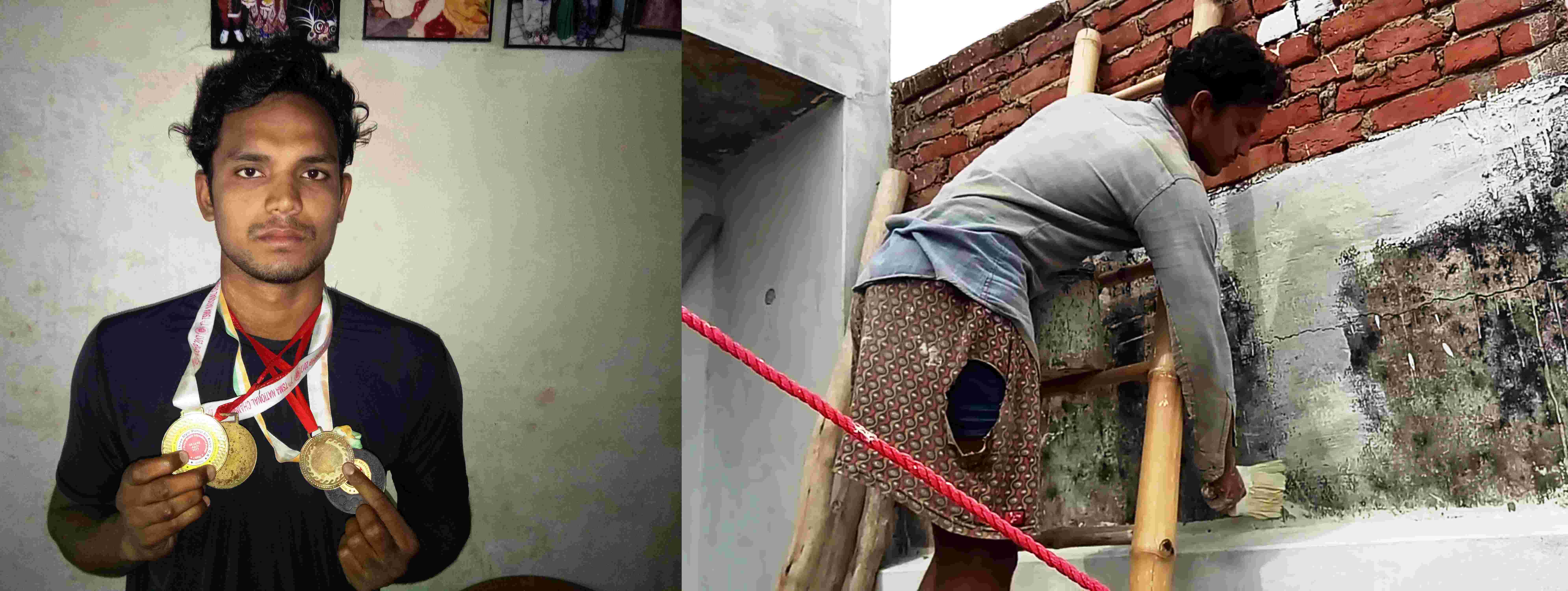 UP : देश के लिए 9 गोल्ड मेडल जीतने वाला एथलीट मज़दूरी करने को हुआ मजबूर, घरों में कर रहा है वॉल पुट्टी