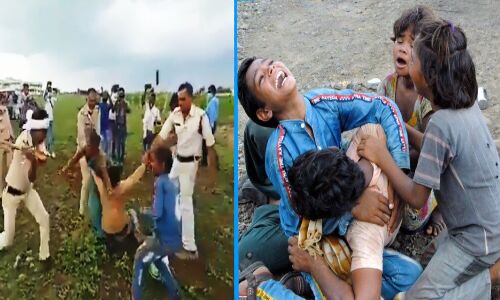 मध्यप्रदेश : खड़ी फसल पर पुलिस ने चलवायी जेसीबी, दलित दंपती ने पिया जहर, बिलख पड़े बच्चे