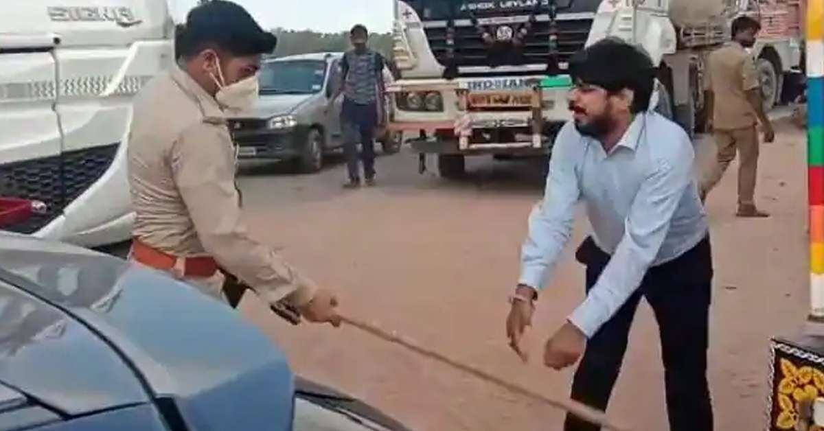 योगीराज : जाम में फंसे BJP MLA के गनर की गुंडई, कार चालक पर बीच सड़क भांजी लाठी