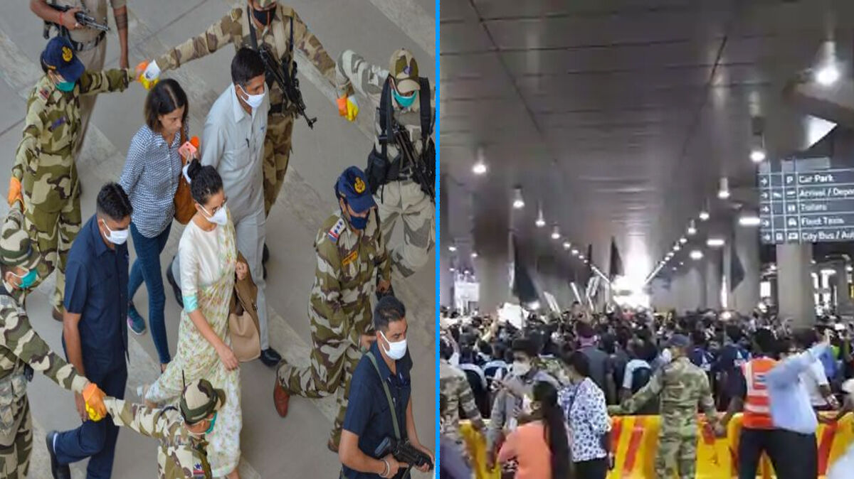मुंबई पहुंचीं कंगना रनौत, एयरपोर्ट पर जमकर हुई नारेबाजी और हंगामा