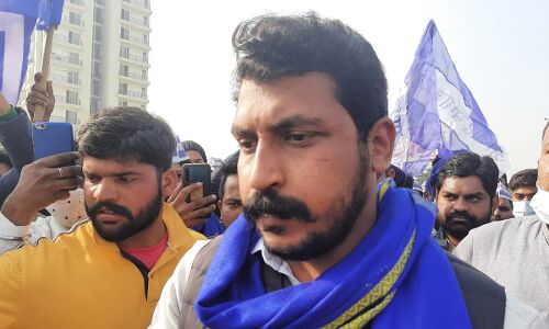 गाजीपुर बॉर्डर पर किसानों को समर्थन देने पहुंचे भीम आर्मी चीफ, बोले तानाशाह है सरकार