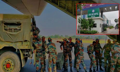 देश का पहला कोविड अस्पताल हुआ सेना के हवाले, अगले दो दिनों में बढ़ायी जायेगी 100 बेड की क्षमता देश का पहला कोविड अस्पताल हुआ सेना के हवाले, अगले दो दिनों में बढ़ायी जायेगी 100 बेड की क्षमता