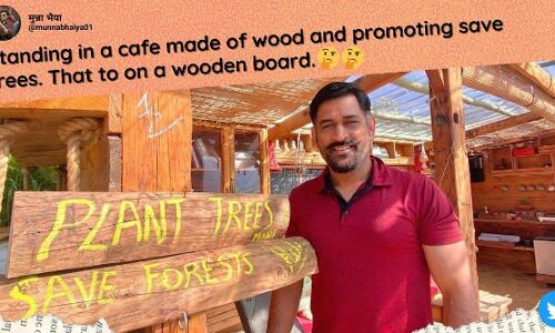 पेड़ लगाएं-जंगल बचाएं संदेश वाले धोनी की फोटो पर आखिर क्यों गहराया विवाद?