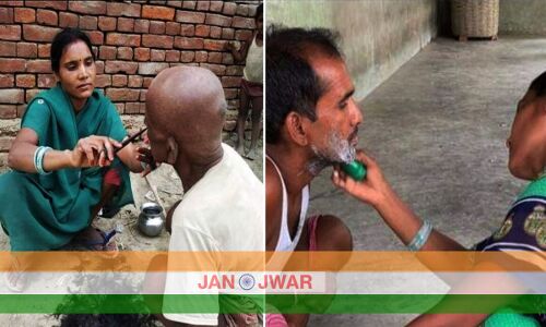 परिवार और बच्चों का पेट पालने के लिए पुरूषों की दाढ़ी-बाल बनाती है यह महिला, मर्दवादी कुरीतियां तोड़कर अपनाया पुश्तैनी काम