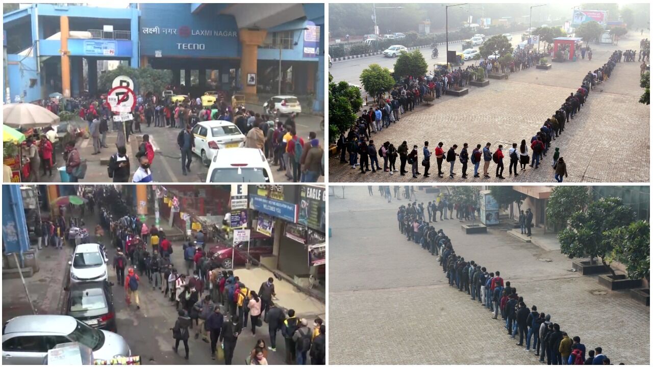 Delhi Corona Guidelines: सिर्फ 50% यात्री मेट्रों में कर सकेंगे सफर, कई मेट्रो स्टेशनों के बाहर लगी भारी भीड़