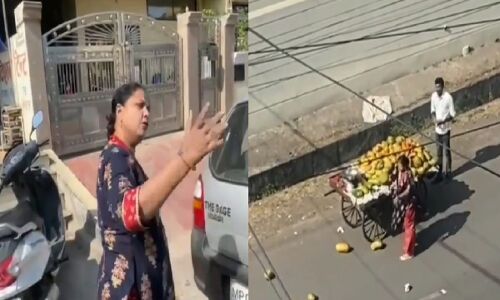 Bhopal News : कार से जरा सा टकराया गरीब ठेले वाला, गुस्साई प्रोफेसर ने ठेले के सारे फल उठाकर सड़क पर फेंके