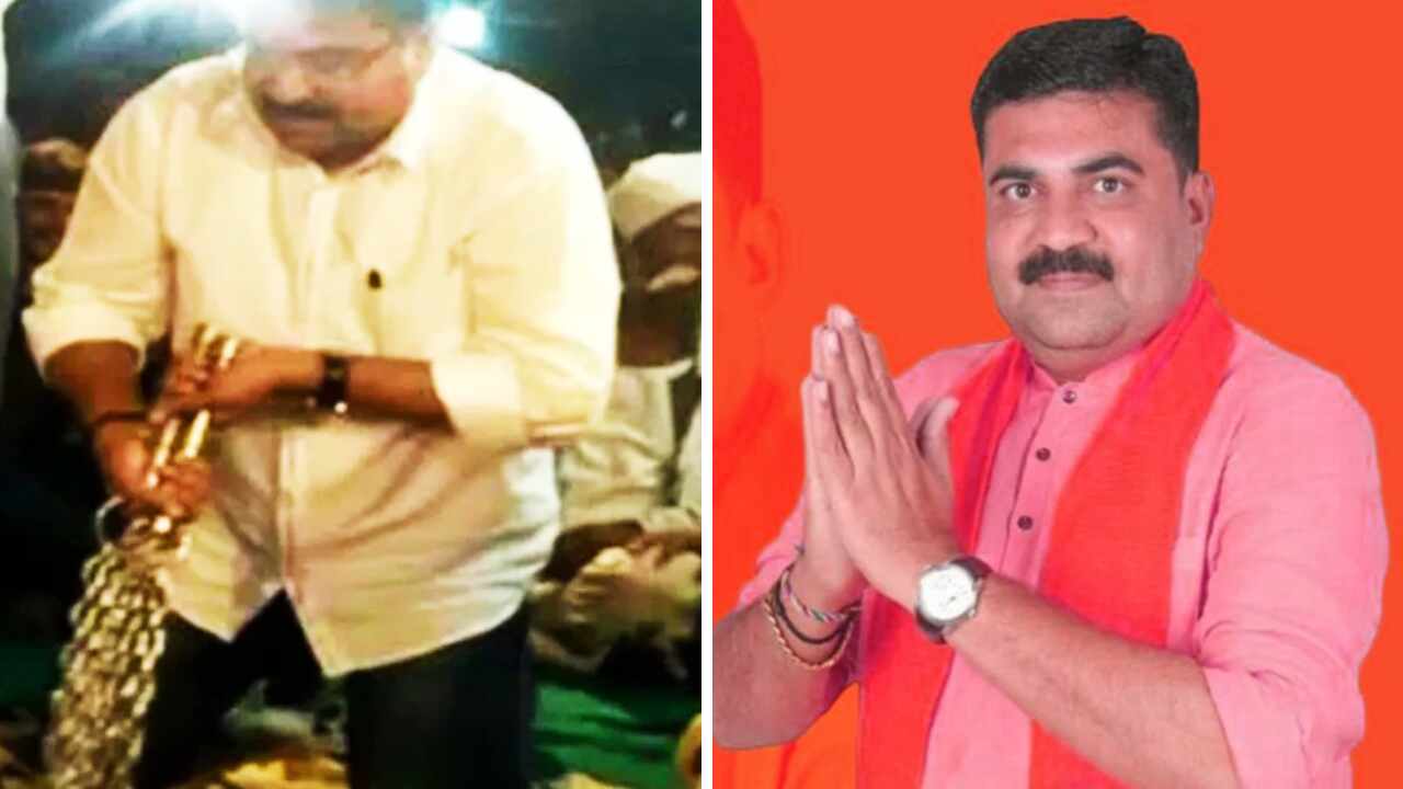 Gujrat News : ...और धार्मिक कार्यक्रम के बीच भाजपाई मंत्री जी खुद को जंजीरों से पीटने लगे