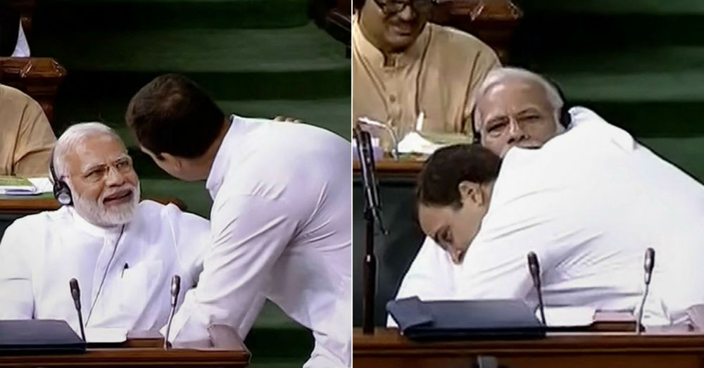 राहुल गांधी ने संसद में मोदी को झप्पी देते हुए दिया बहुत भारी ज्ञान