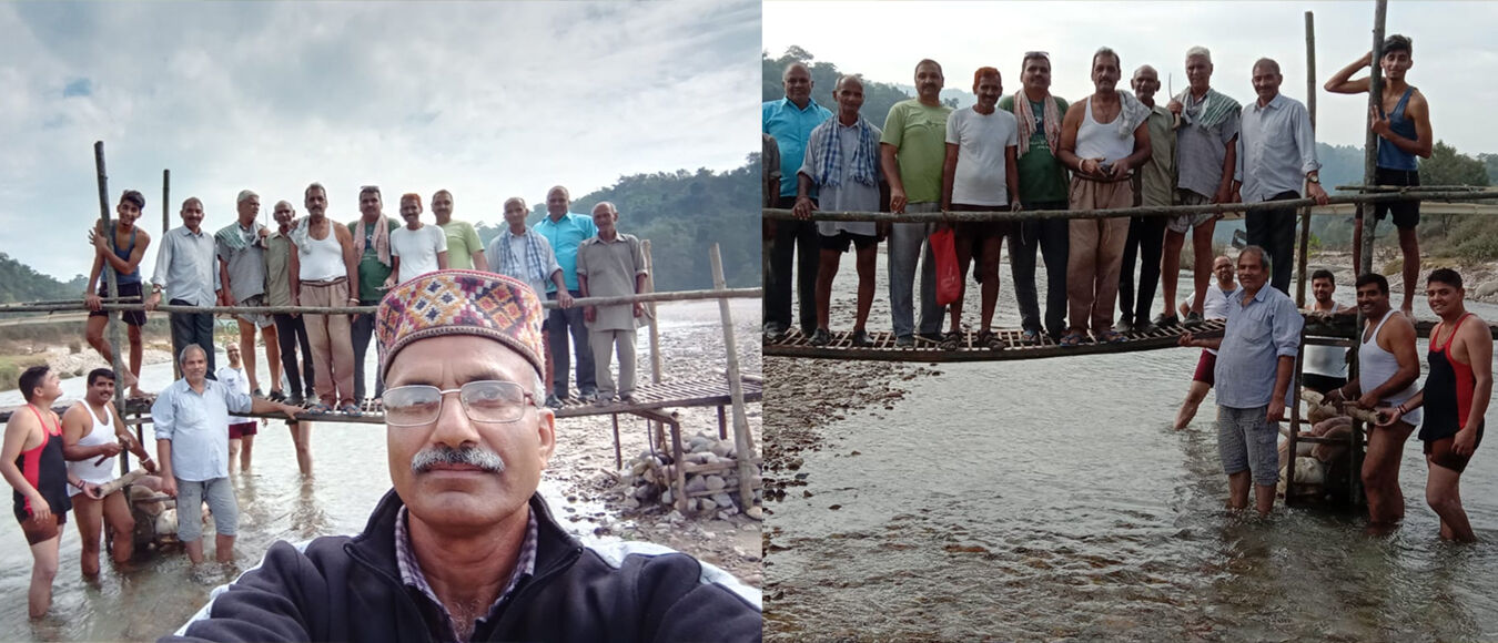 हिमाचल में नाराज ग्रामीणों ने नदी के ऊपर खुद पुल बनाकर पेश की मिसाल, सरकार को दिखाया आईना