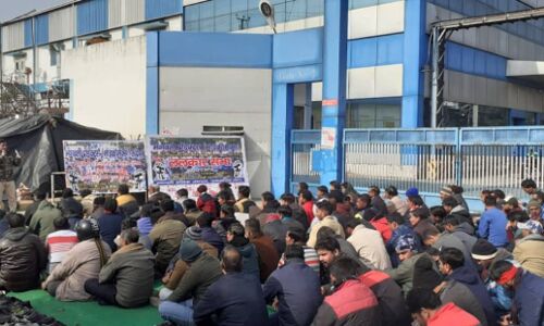 एक साल से संघर्षरत भगवती-माइक्रोमैक्स मज़दूरों की ललकार सभा, गैरकानूनी छंटनी-बंदी खत्म करने की उठी मांग